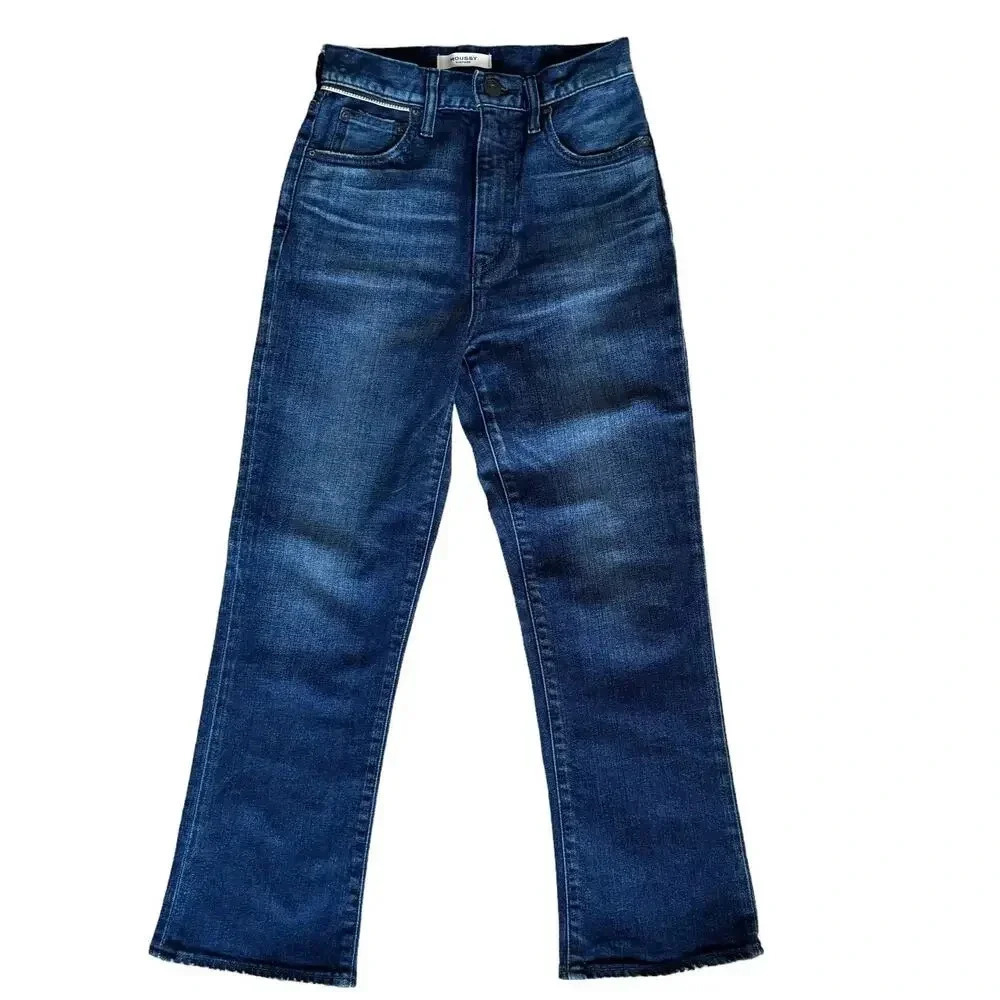 Moussy Vintage Emma Cropped Flare Jeans in Dark Wash Size 25 - Picture 3 of 8